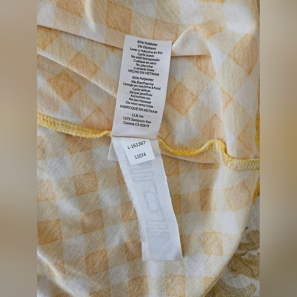 Lularoe Summer Sleeveless Midi Dress White & Yellow Gingham Plaid Size Large - Picture 8 of 11